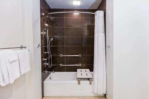 Studio Suite, 1 King Bed, Accessible (Shower) | Bathroom | Designer toiletries, hair dryer, towels