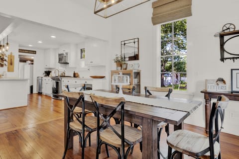 Walk in front door to an open dining/living/kitchen area