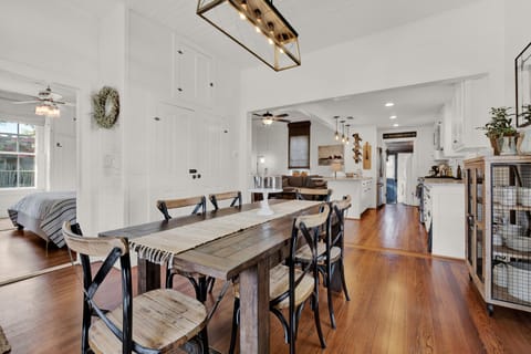 You will turn left to walk into master bedroom in the main house. 