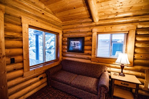 Deluxe Cabin | Living area | 48-inch LCD TV with cable channels, TV