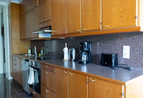 Comfort Apartment | Private kitchen | Full-size fridge, microwave, oven, stovetop