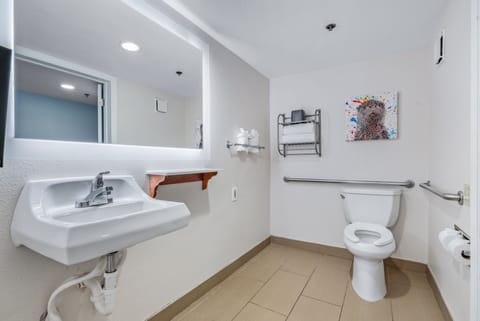 Deluxe Room, 1 King Bed, Accessible | Bathroom | Combined shower/tub, hydromassage showerhead, free toiletries