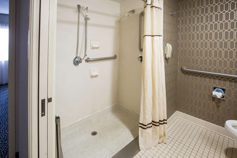 Suite, 1 King Bed, Accessible, Non Smoking (Roll-In Shower) | Bathroom shower