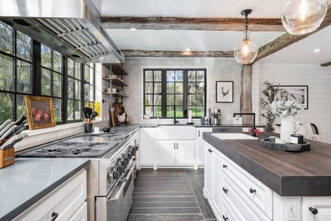 Spacious kitchen with lots of counter space and gas stove