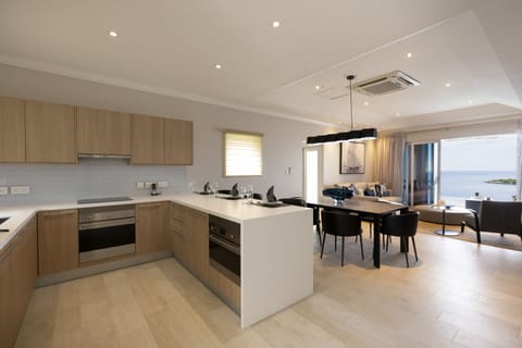 Deluxe Villa | Private kitchen | Fridge, microwave, oven, stovetop