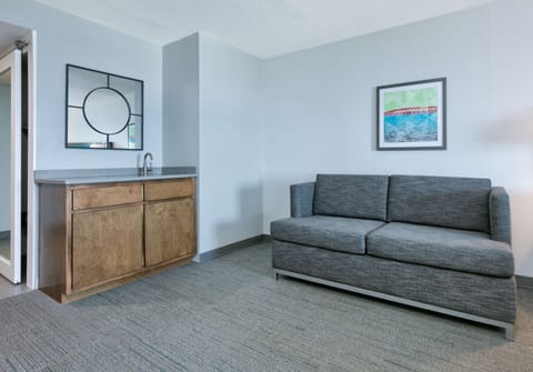 Suite, 1 King Bed, Beach View | Desk, laptop workspace, blackout drapes, iron/ironing board