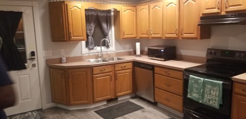 Extra large fully equipped kitchen.