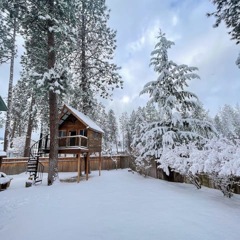 Backyard Treehouse in Winter Whimsy