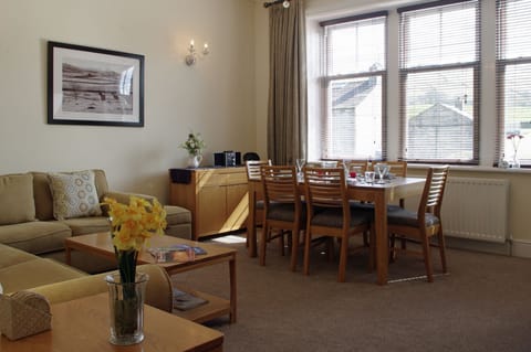 Spacious lounge with dining area and kitchen off at Burnside View in Hawes, Wensleydale in the Yorkshire Dales
