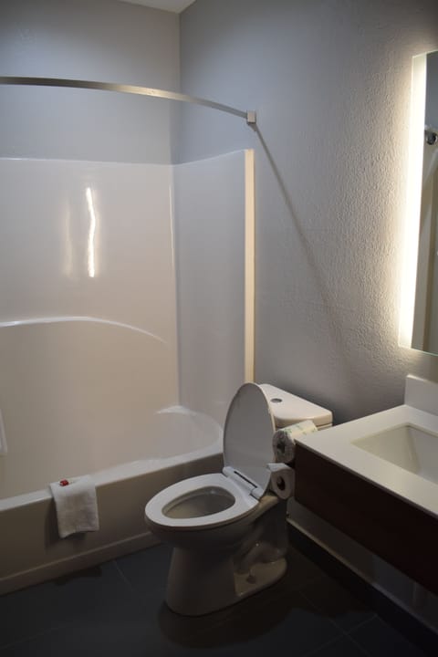 Deluxe Room, 1 Queen Bed, Non Smoking | Bathroom | Combined shower/tub, deep soaking tub, hydromassage showerhead