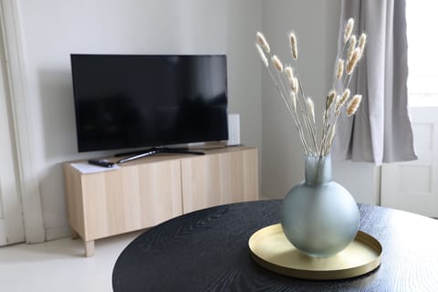 City Apartment | Living area | 36-inch TV with cable channels