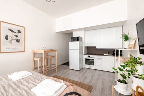 City Studio | Private kitchen | Fridge, microwave, oven, stovetop