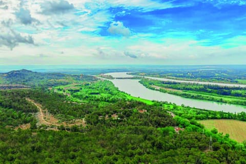 Aerial view looking North towards River Rhone and River Gardon