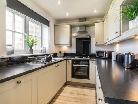 Fridge, dishwasher, electric kettle, toaster