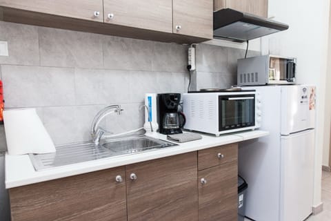 Apartment | Private kitchen | Full-size fridge, microwave, oven, stovetop