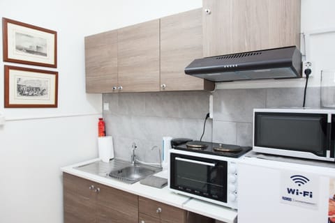 Apartment | Private kitchen | Full-size fridge, microwave, oven, stovetop