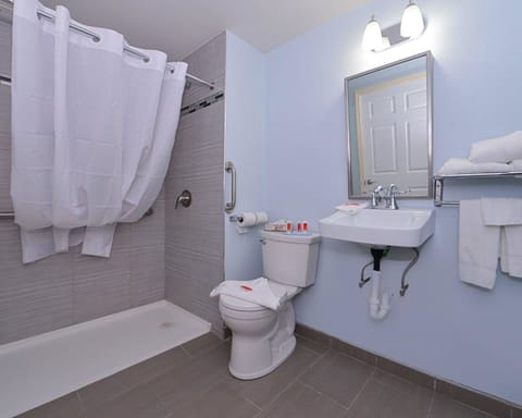 Standard Room, 1 King Bed, Non Smoking | Bathroom | Combined shower/tub, free toiletries, hair dryer, towels
