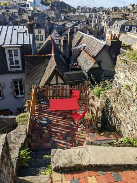 small patio garden overlooking Morlaix