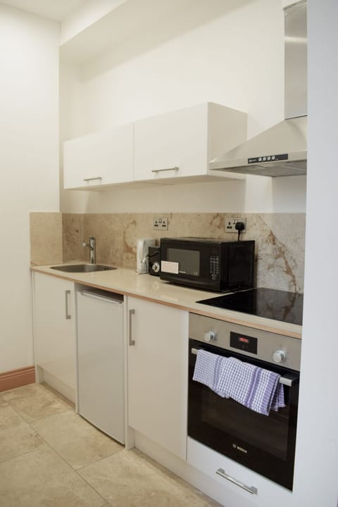 Executive Apartment | Private kitchen | Mini-fridge, microwave, oven, toaster