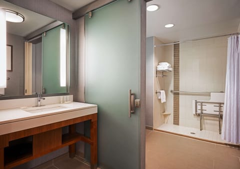Room, 1 King Bed, Accessible, Bathtub | Bathroom | Combined shower/tub, designer toiletries, hair dryer, towels