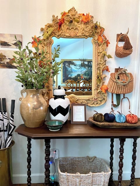 A place for keys, shoes and jackets. We have large umbrellas available to use.