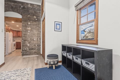 Key less back entry with cubbies and coat closet. Store the ski/ bike gear.