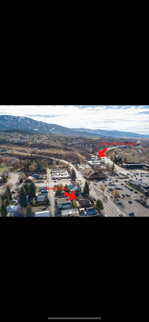 Old Town Hideaway, lower arrow. Old Town Hot Springs and Fitness top arrow.