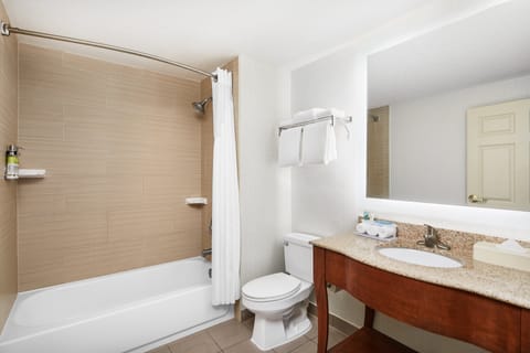 Suite, 1 King Bed (Additional Living Area) | Bathroom | Combined shower/tub, free toiletries, hair dryer, towels