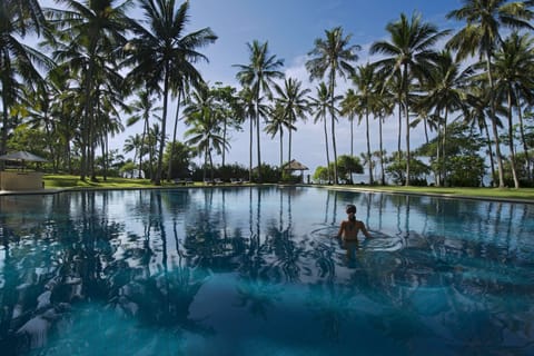 Outdoor pool, sun loungers