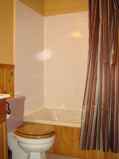 Combined shower/tub, hair dryer, towels