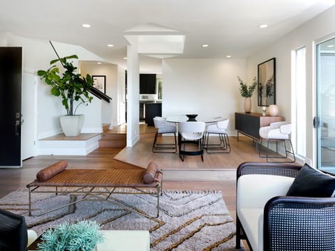 Living area opening up to dining area