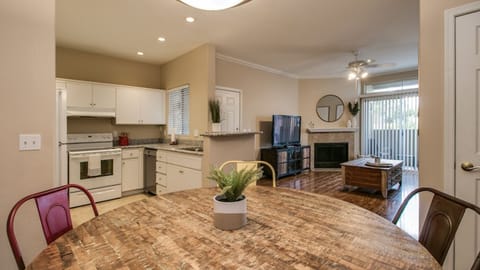 Fridge, microwave, oven