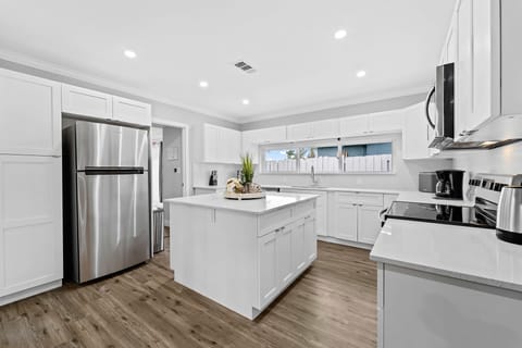 Spacious and well-stocked kitchen