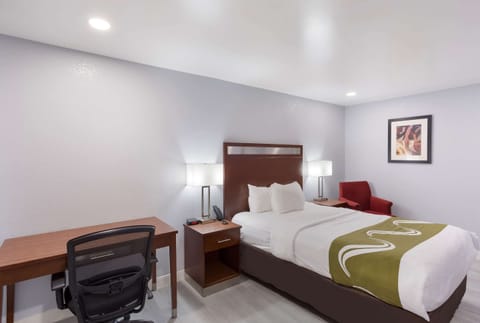 Premium bedding, down comforters, Tempur-Pedic beds, laptop workspace
