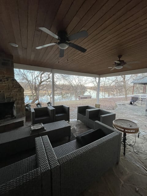 Large covered patio overlooking the lake.