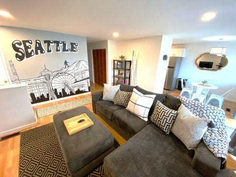 Living room has a cozy couch!