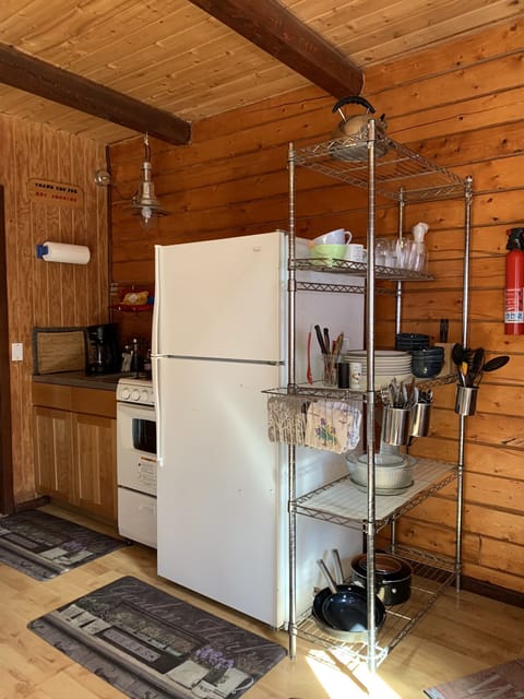 Comfortable Cabin #3 on the Kenai River | Private kitchen | Full-size fridge, microwave, stovetop, coffee/tea maker