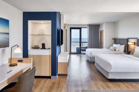 Studio Suite, Multiple Beds, Balcony, Oceanfront | Pillowtop beds, in-room safe, desk, laptop workspace