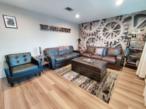 This steampunk themed unit is a perfectly subtle place to highlight your vacation.