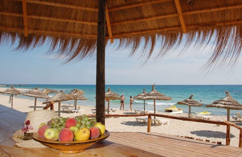 Private beach nearby, white sand, sun loungers, beach umbrellas