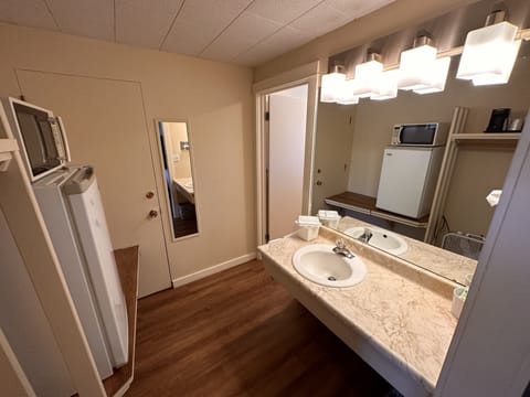 Double Queen Suite View (Pet Friendly) | Bathroom | Shower, free toiletries, hair dryer, towels