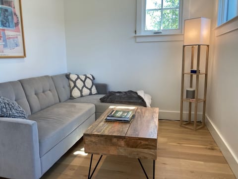 Relax, work, and read in the sunny living room.