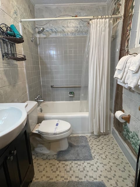 The Americana Room - Rm #1 | Bathroom | Hair dryer, towels, soap, shampoo