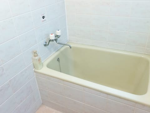 Separate tub and shower, deep soaking tub, free toiletries, hair dryer