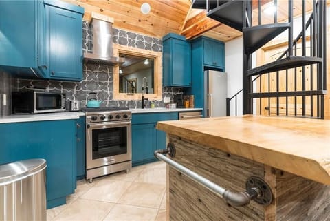 The full kitchen in the ground level house.