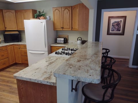 Bar seating to keep the chef company while cooking