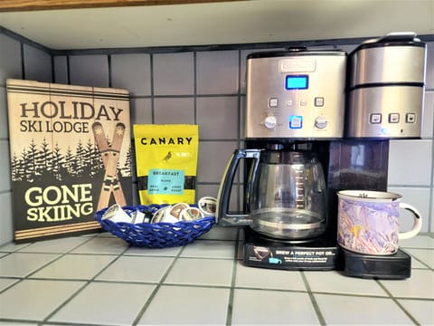 Start your morning here with Cuisinart pot of coffee or coffee pod and tea