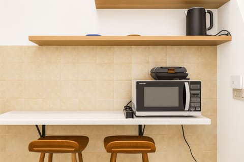 Full-size fridge, microwave, oven, dishwasher