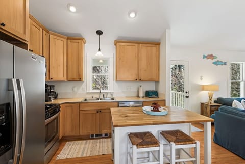 Kitchen with stainless steel appliances