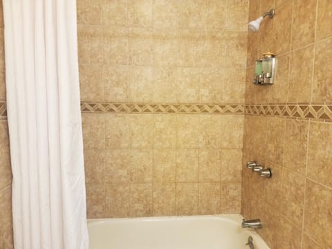 1 Queen Bed Special | Bathroom | Combined shower/tub, hair dryer, towels, soap